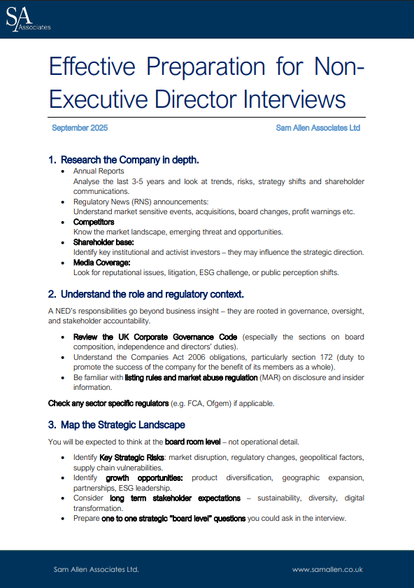 Effective Preparation for Non-Executive Director Interviews